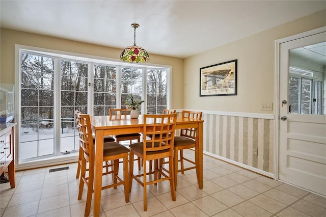 view of tiled dining room