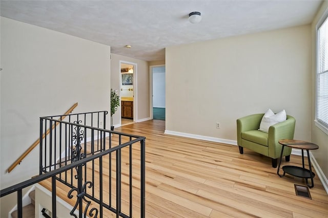 living area featuring light hardwood / wood-style flooring