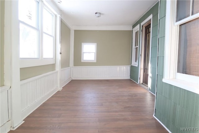 unfurnished room featuring dark wood-type flooring