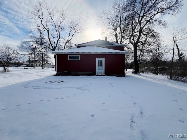 view of snow covered structure