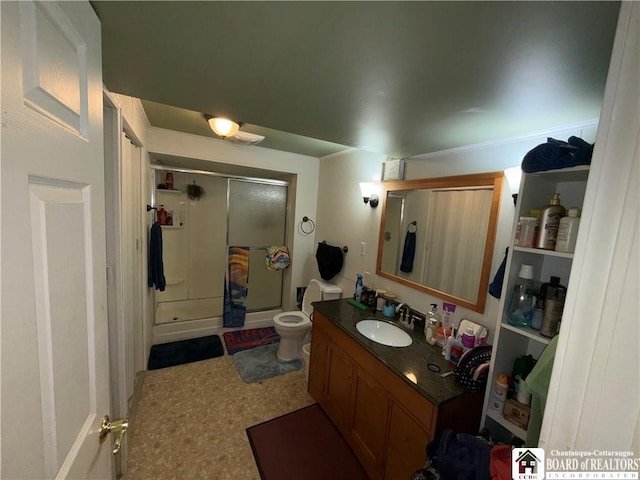 915 Prospect Ave, Olean-City, NY 14760 - bathroom featuring a shower stall, vanity, and toilet