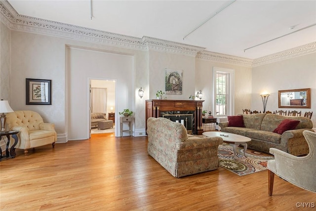 living room with light wood-type flooring