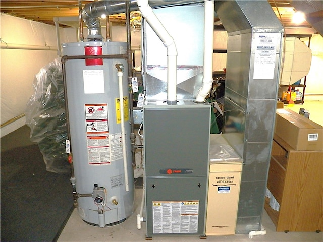 utility room featuring water heater