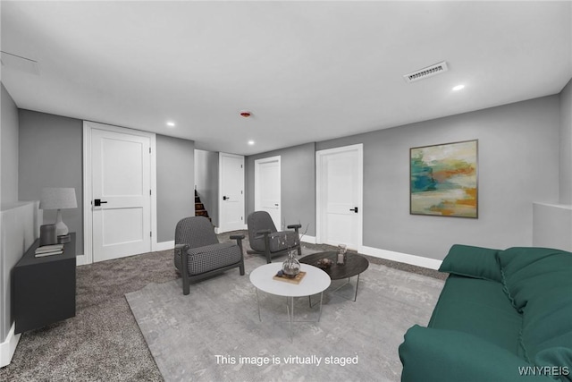 living room featuring carpet flooring