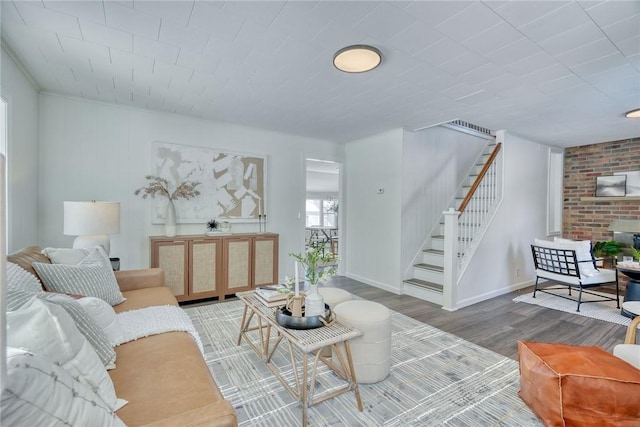 living room with wood-type flooring