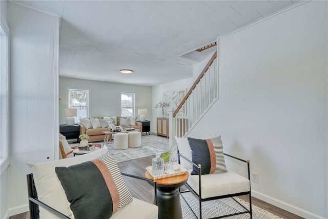 living room featuring hardwood / wood-style floors