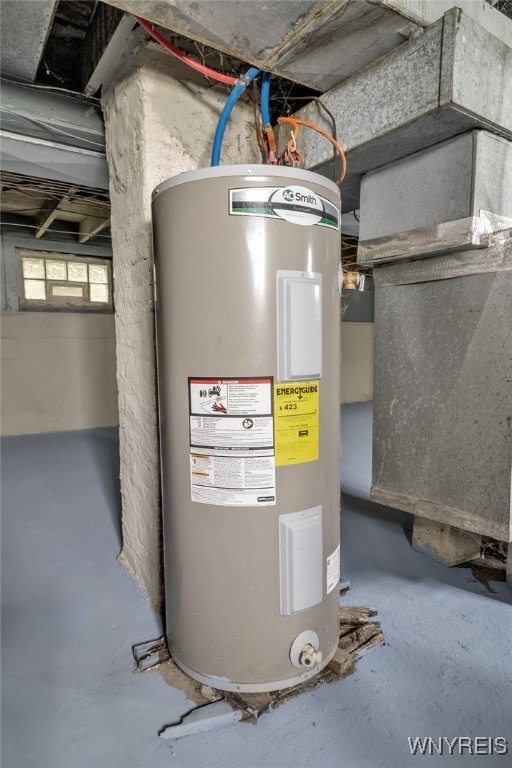 utility room with electric water heater