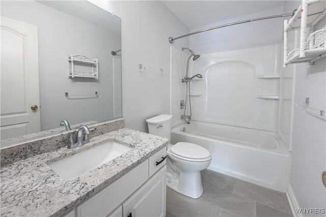 full bathroom with vanity, toilet, and shower / bath combination