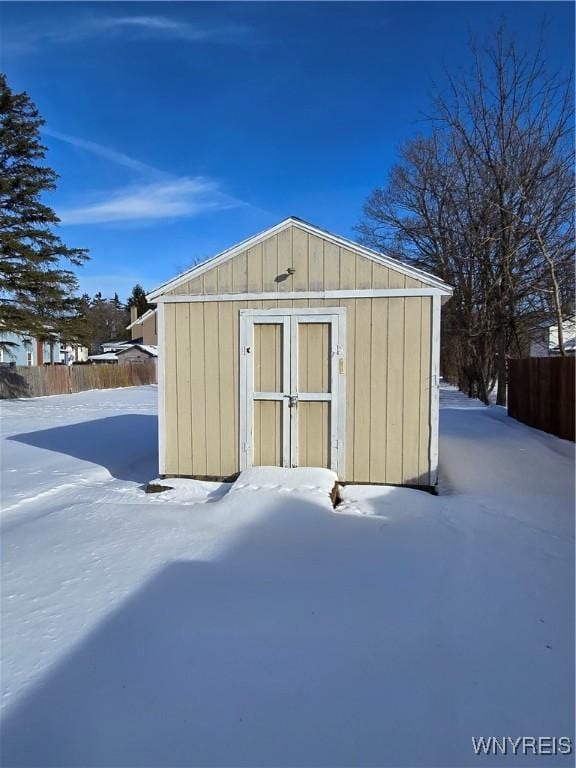 view of snow covered structure