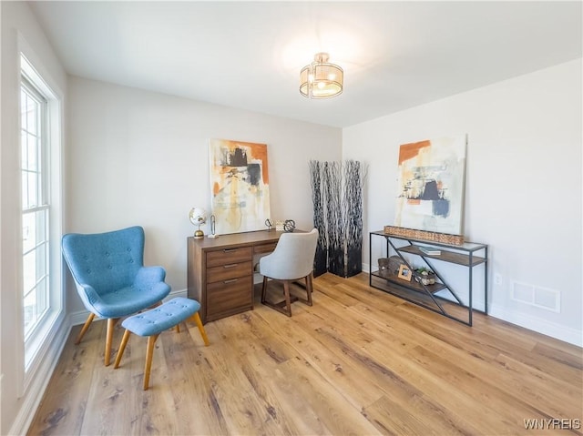 office featuring light hardwood / wood-style flooring