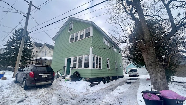 view of snowy exterior