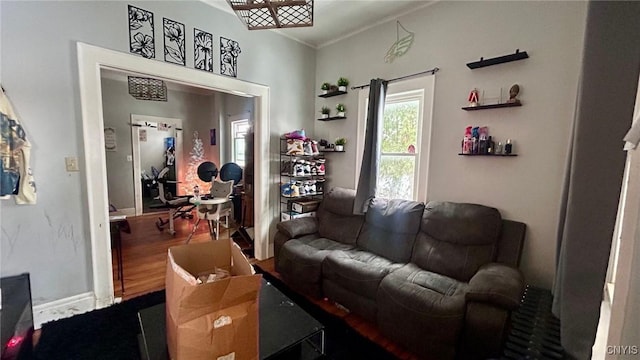 living area with wood finished floors