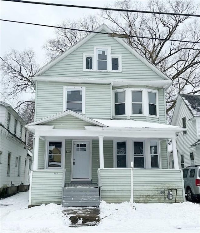 view of front of home with covered porch