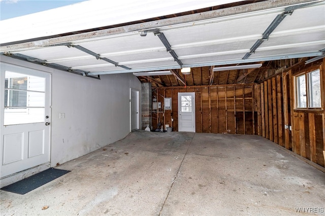 garage with a garage door opener