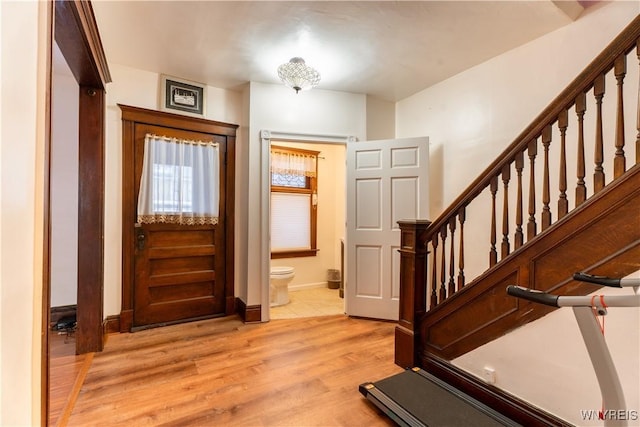 entryway with light wood-type flooring