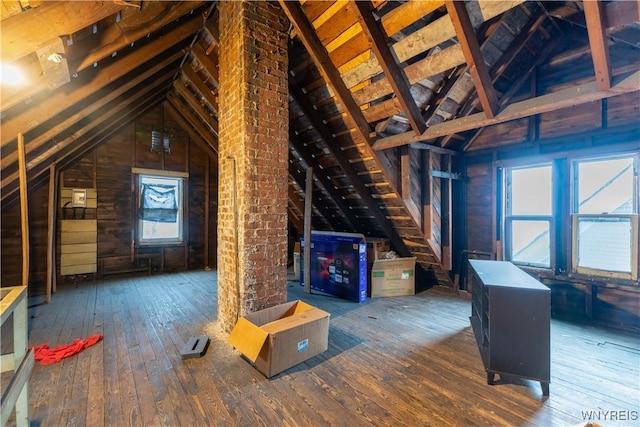 view of unfinished attic