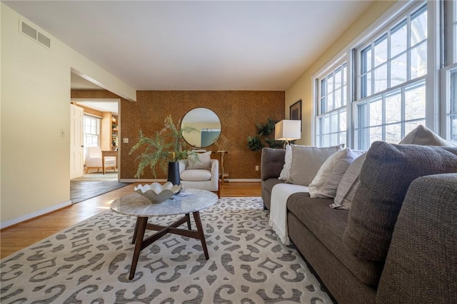 living room featuring light hardwood / wood-style floors