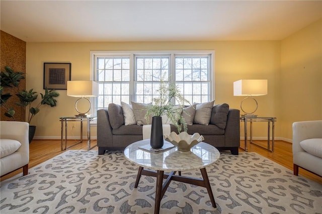 living room with light wood-type flooring