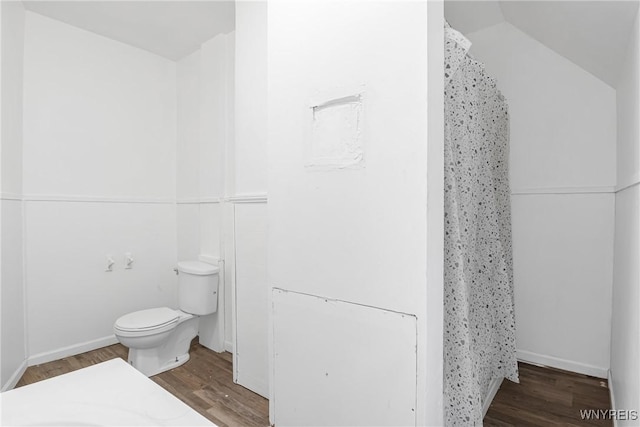 bathroom featuring hardwood / wood-style flooring and toilet