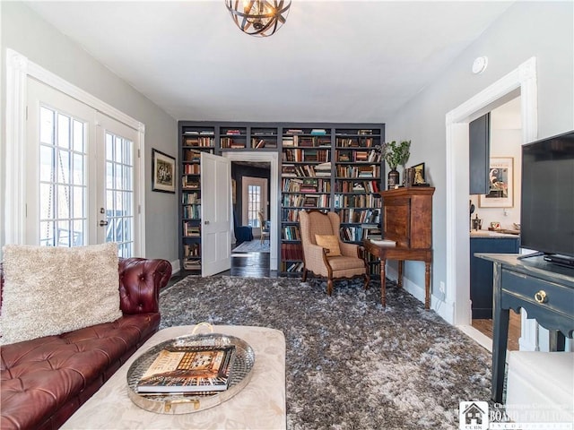 living room with french doors