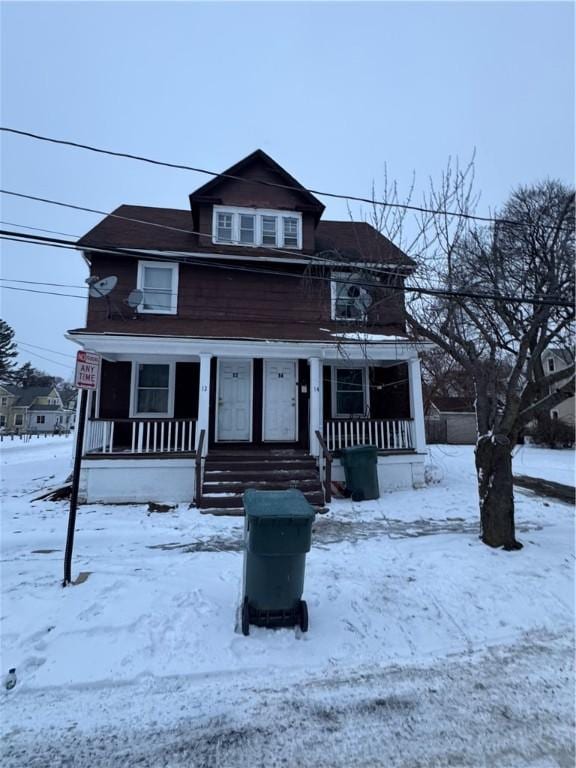 view of front facade featuring covered porch