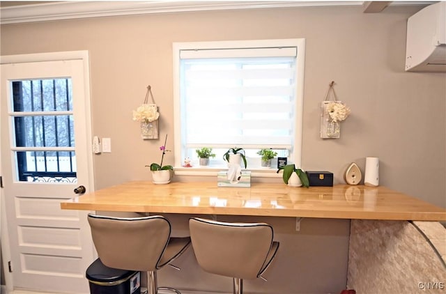 bar with wooden counters