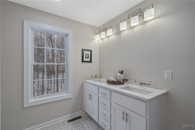 bathroom featuring vanity and tile patterned floors