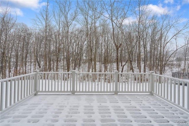 view of snow covered patio