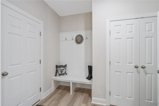 mudroom with light wood-type flooring