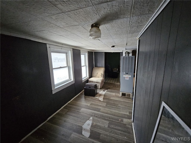 interior space with dark hardwood / wood-style flooring