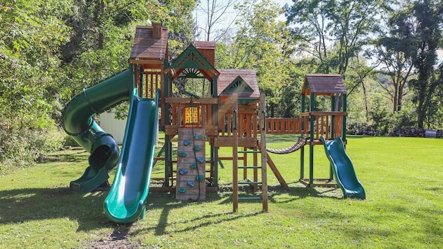 view of playground with a yard