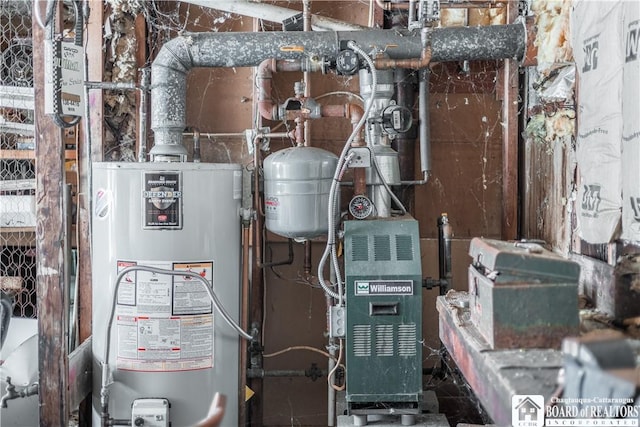 utility room with water heater