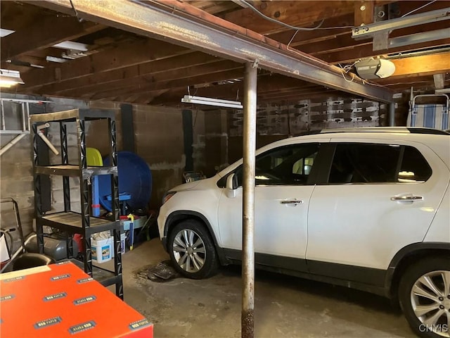 garage with a garage door opener