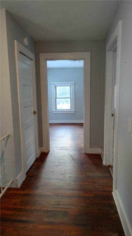 corridor with dark wood-type flooring