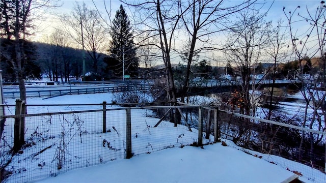 view of yard covered in snow