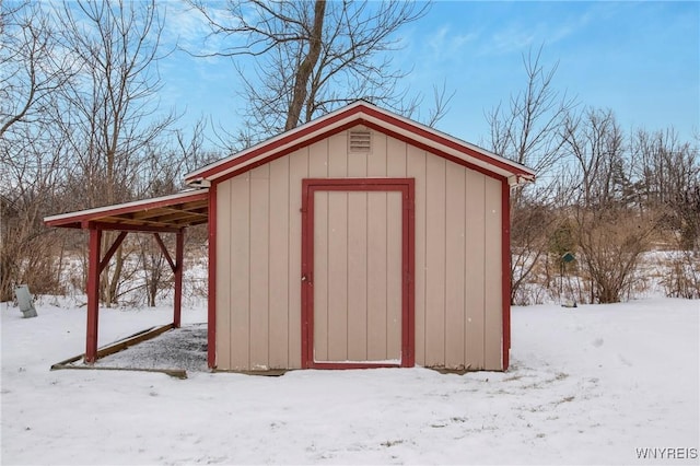 view of snow covered structure