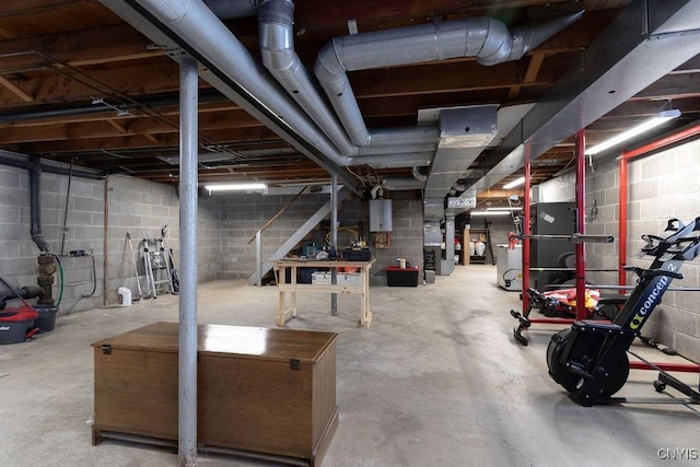 basement with water heater