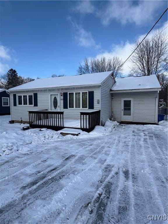 view of front of property with a deck