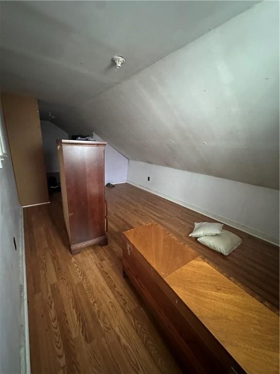 bonus room featuring lofted ceiling and dark hardwood / wood-style flooring