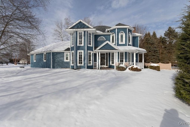 view of front of property featuring covered porch