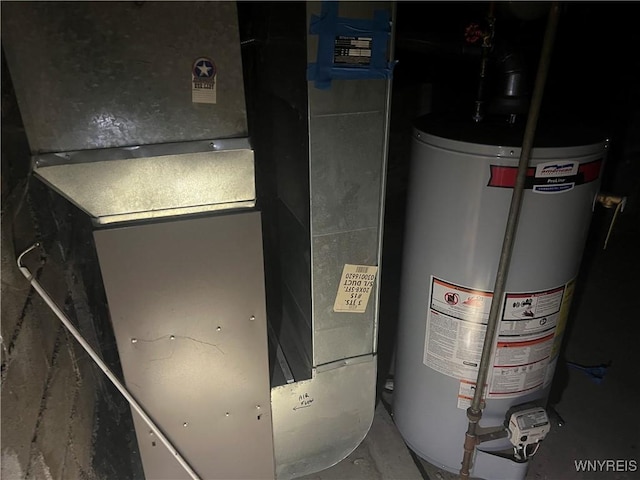 utilities with gas water heater and heating unit