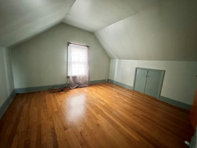 additional living space with lofted ceiling and wood-type flooring