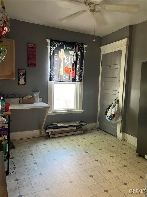 bathroom featuring ceiling fan