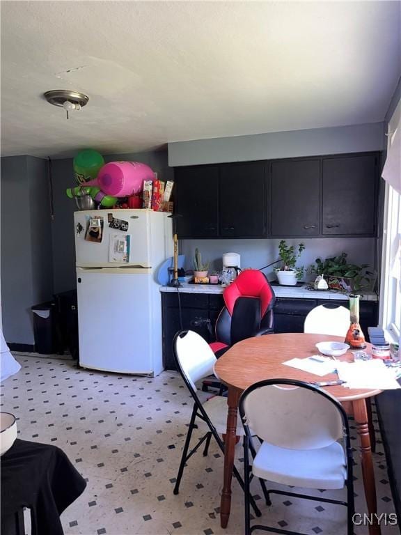 kitchen with white fridge