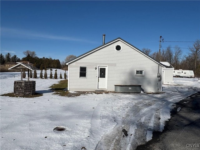 view of snow covered property