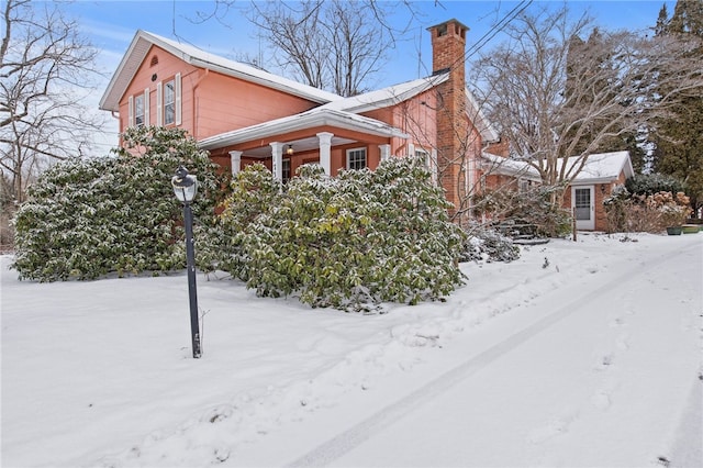 view of snowy exterior