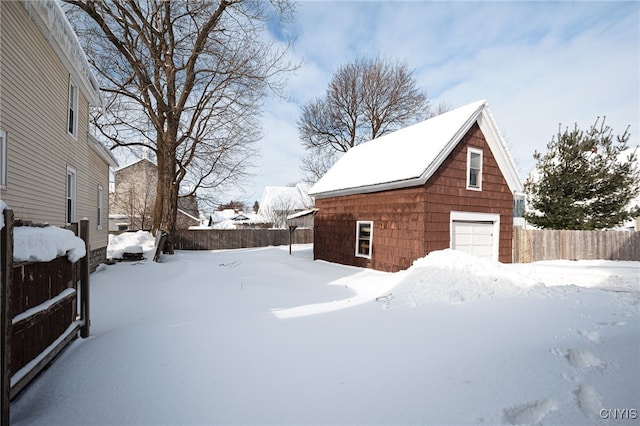 exterior space with a garage