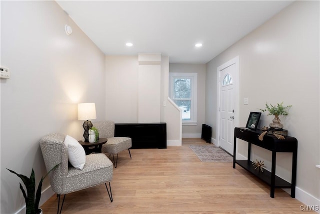 living area with light wood-type flooring