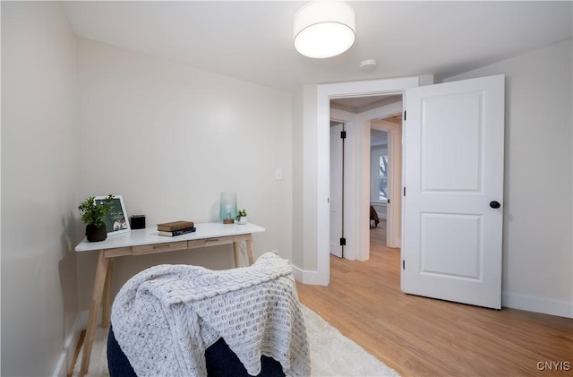 office area featuring light hardwood / wood-style flooring