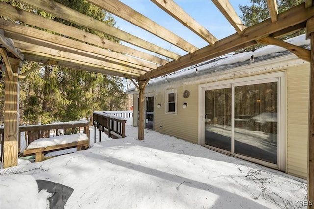 wooden deck featuring a pergola